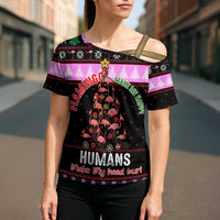 Flamingo Make Me Happy Christmas Cross Shoulder Shirt Funny Xmas Holiday Patterns - Wonder Print Shop