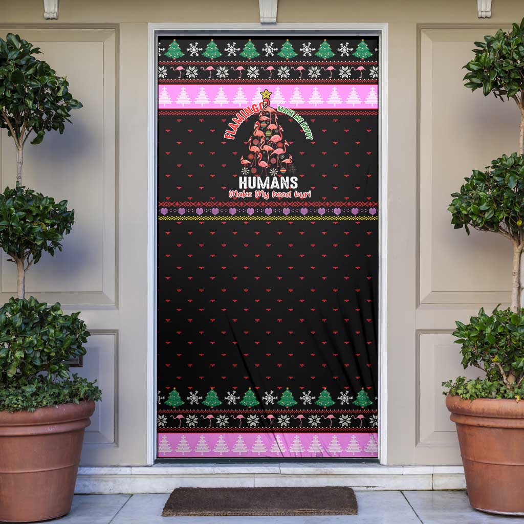 Flamingo Make Me Happy Christmas Door Cover Funny Xmas Holiday Patterns - Wonder Print Shop