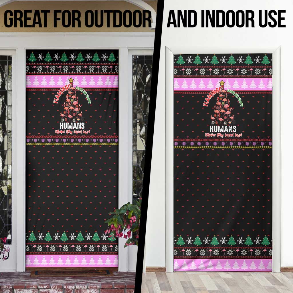 Flamingo Make Me Happy Christmas Door Cover Funny Xmas Holiday Patterns - Wonder Print Shop