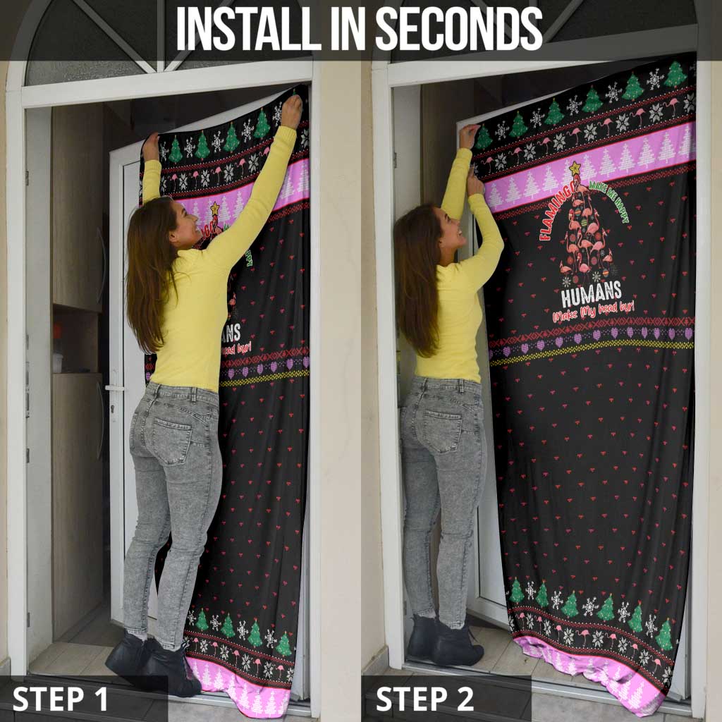 Flamingo Make Me Happy Christmas Door Cover Funny Xmas Holiday Patterns - Wonder Print Shop