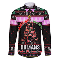 Flamingo Make Me Happy Christmas Family Matching Long Sleeve Bodycon Dress and Hawaiian Shirt Funny Xmas Holiday Patterns - Wonder Print Shop