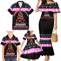 Flamingo Make Me Happy Christmas Family Matching Mermaid Dress and Hawaiian Shirt Funny Xmas Holiday Patterns - Wonder Print Shop