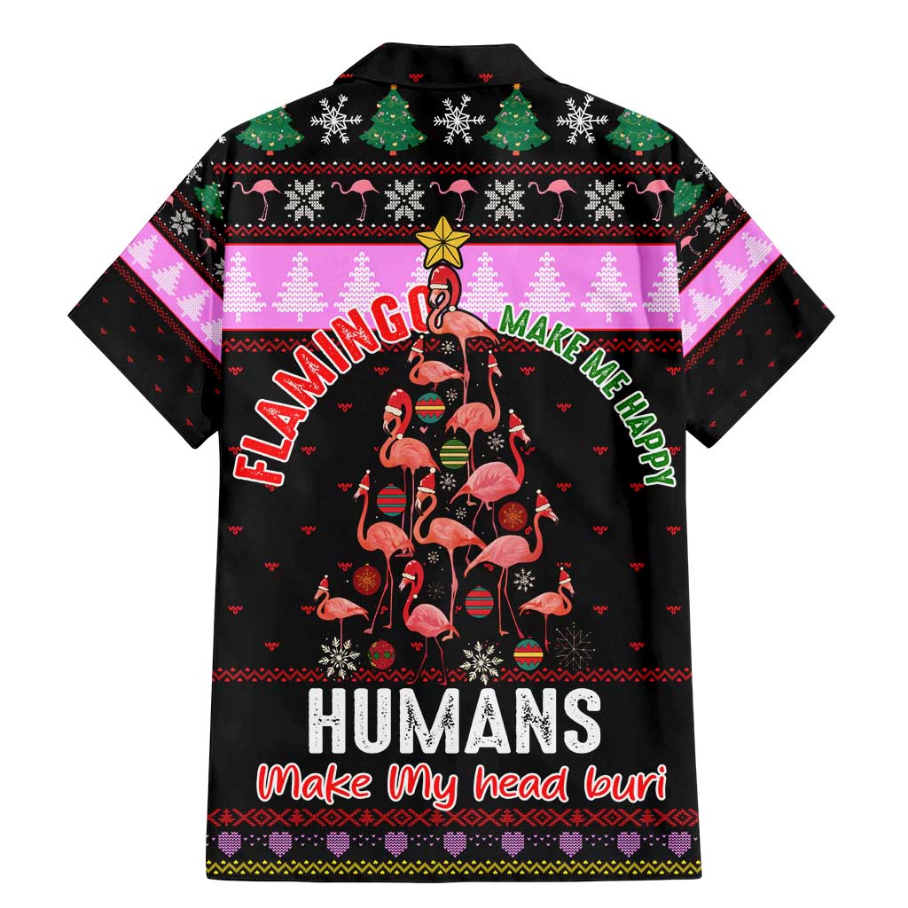 Flamingo Make Me Happy Christmas Family Matching Mermaid Dress and Hawaiian Shirt Funny Xmas Holiday Patterns - Wonder Print Shop