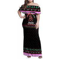 Flamingo Make Me Happy Christmas Family Matching Off Shoulder Maxi Dress and Hawaiian Shirt Funny Xmas Holiday Patterns - Wonder Print Shop