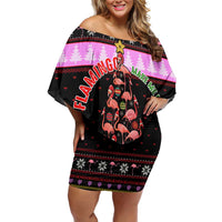 Flamingo Make Me Happy Christmas Family Matching Off Shoulder Short Dress and Hawaiian Shirt Funny Xmas Holiday Patterns - Wonder Print Shop