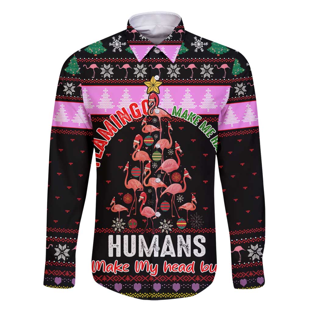Flamingo Make Me Happy Christmas Family Matching Puletasi and Hawaiian Shirt Funny Xmas Holiday Patterns - Wonder Print Shop