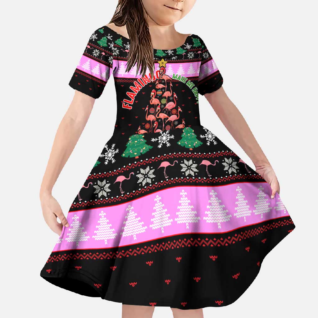 Flamingo Make Me Happy Christmas Family Matching Tank Maxi Dress and Hawaiian Shirt Funny Xmas Holiday Patterns - Wonder Print Shop