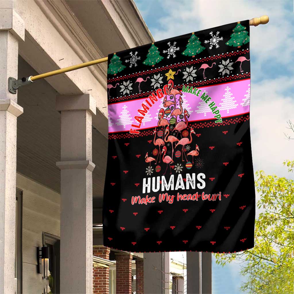 Flamingo Make Me Happy Christmas Garden Flag Funny Xmas Holiday Patterns - Wonder Print Shop