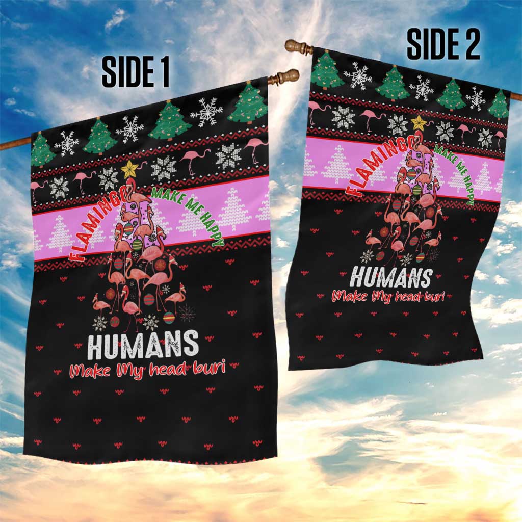 Flamingo Make Me Happy Christmas Garden Flag Funny Xmas Holiday Patterns - Wonder Print Shop