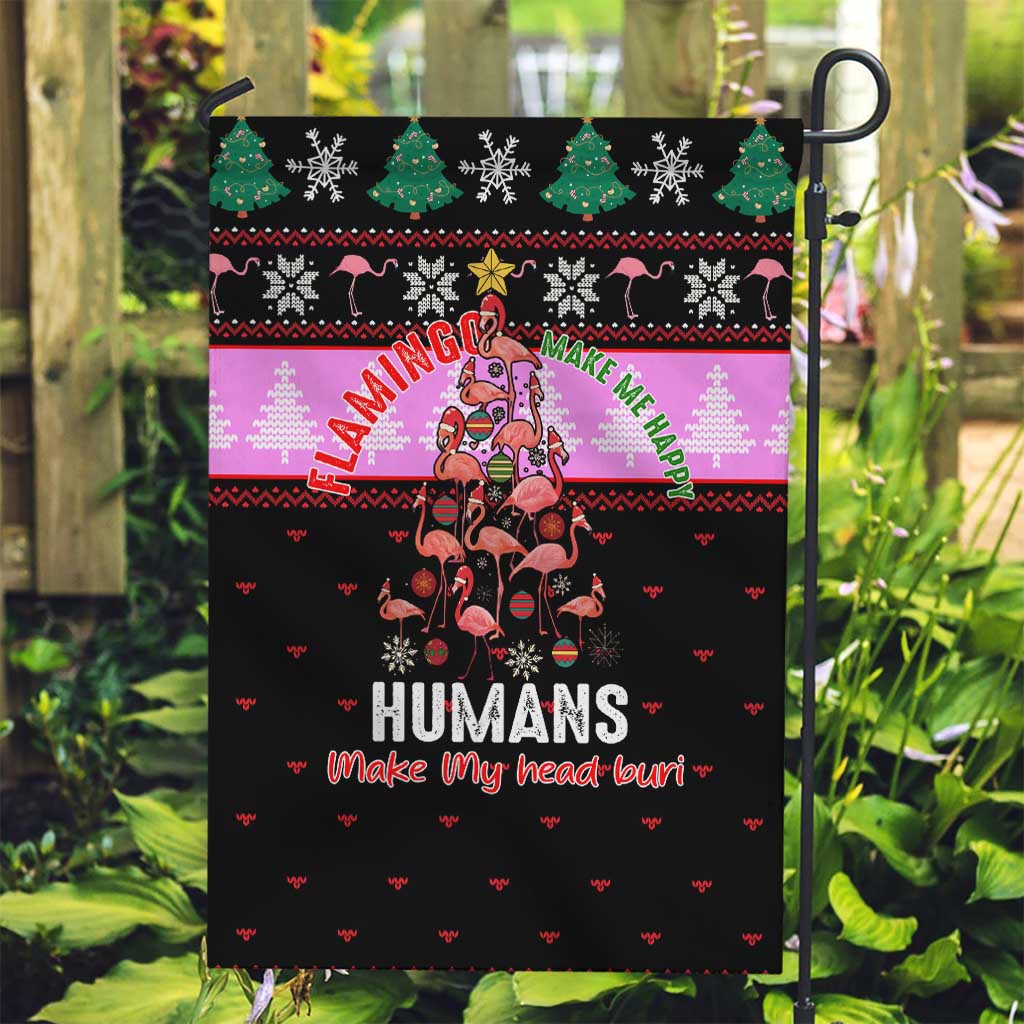 Flamingo Make Me Happy Christmas Garden Flag Funny Xmas Holiday Patterns - Wonder Print Shop