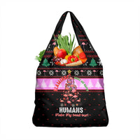 Flamingo Make Me Happy Christmas Grocery Bag Funny Xmas Holiday Patterns - Wonder Print Shop