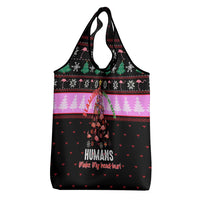 Flamingo Make Me Happy Christmas Grocery Bag Funny Xmas Holiday Patterns - Wonder Print Shop
