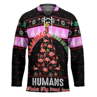 Flamingo Make Me Happy Christmas Hockey Jersey Funny Xmas Holiday Patterns - Wonder Print Shop
