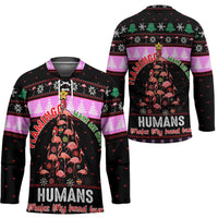 Flamingo Make Me Happy Christmas Hockey Jersey Funny Xmas Holiday Patterns - Wonder Print Shop