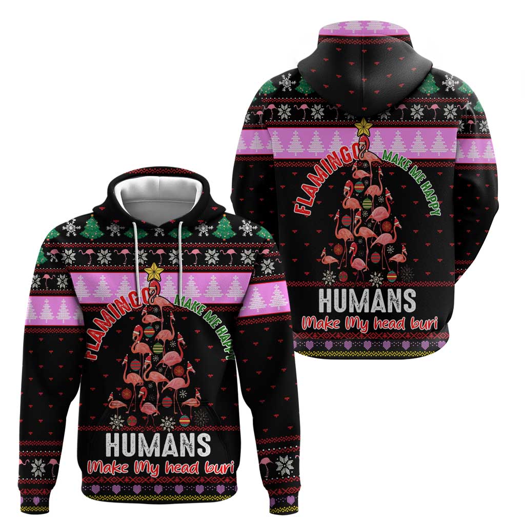Flamingo Make Me Happy Christmas Hoodie Funny Xmas Holiday Patterns - Wonder Print Shop