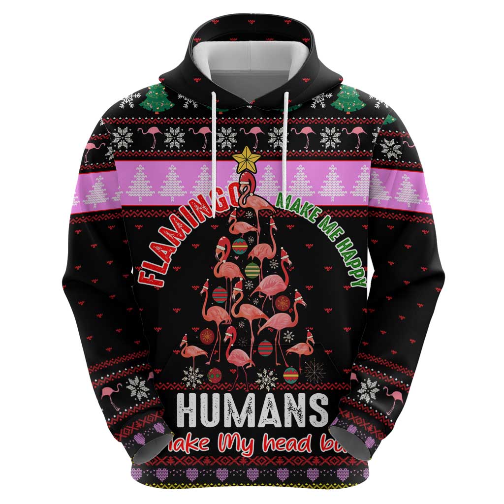 Flamingo Make Me Happy Christmas Hoodie Funny Xmas Holiday Patterns - Wonder Print Shop