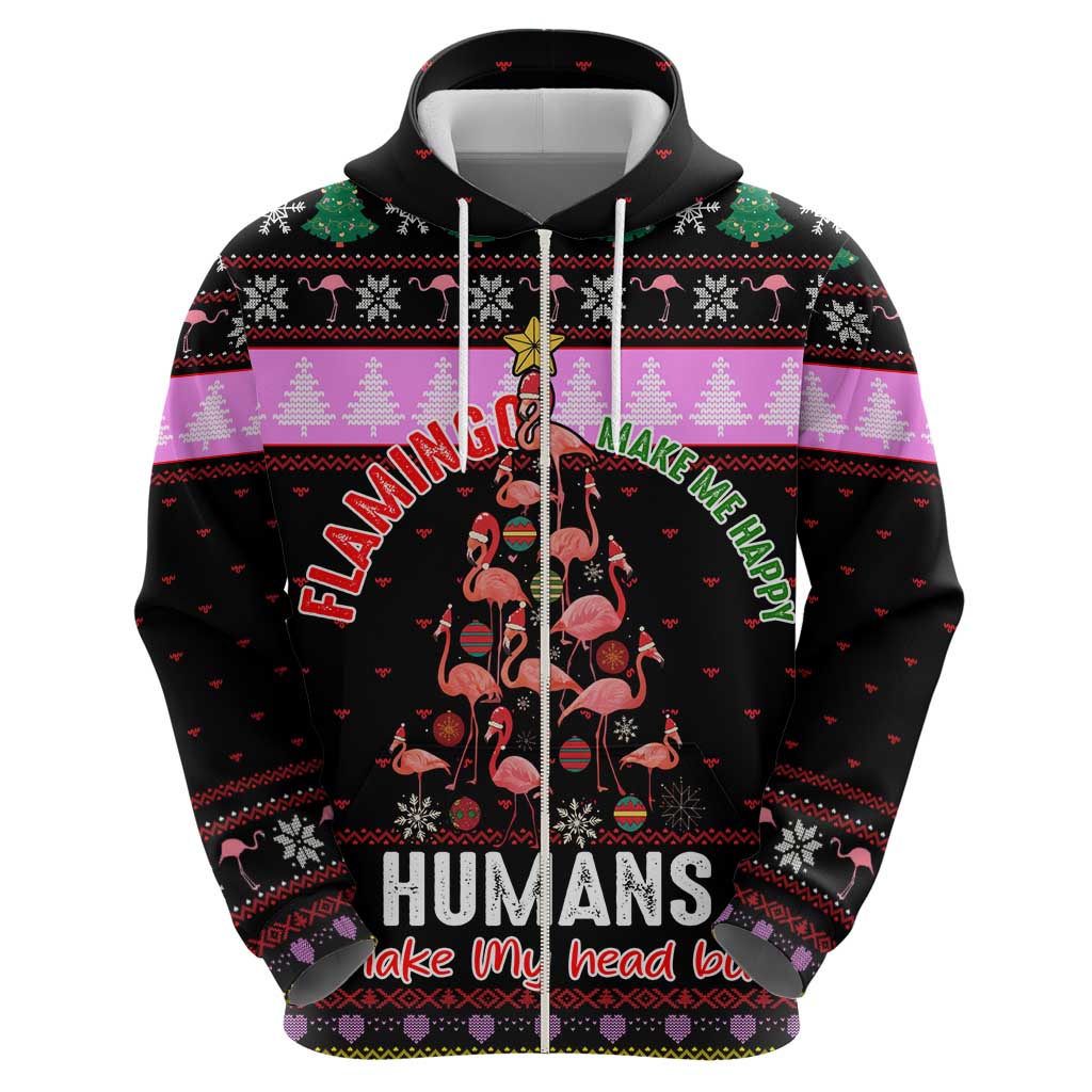 Flamingo Make Me Happy Christmas Hoodie Funny Xmas Holiday Patterns - Wonder Print Shop