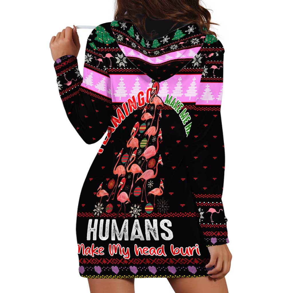 Flamingo Make Me Happy Christmas Hoodie Dress Funny Xmas Holiday Patterns - Wonder Print Shop