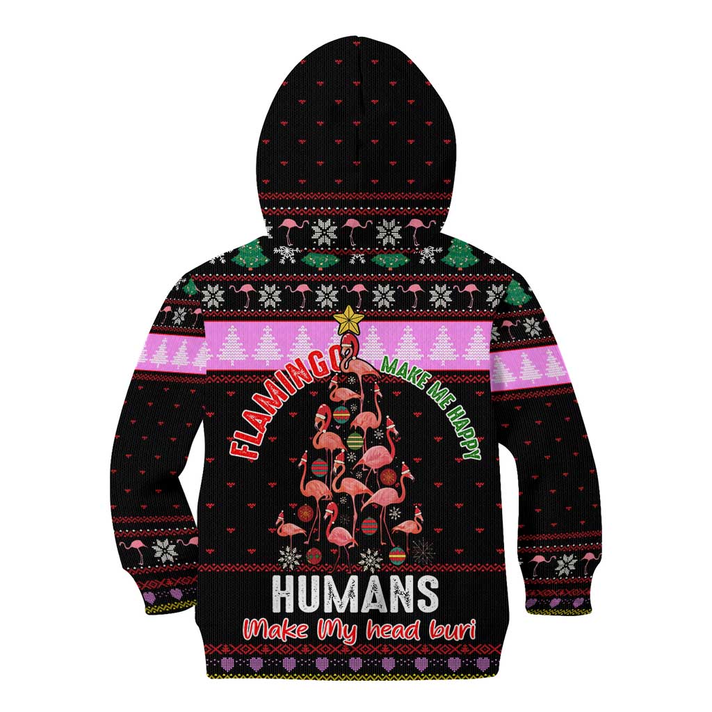 Flamingo Make Me Happy Christmas Kid Hoodie Funny Xmas Holiday Patterns - Wonder Print Shop