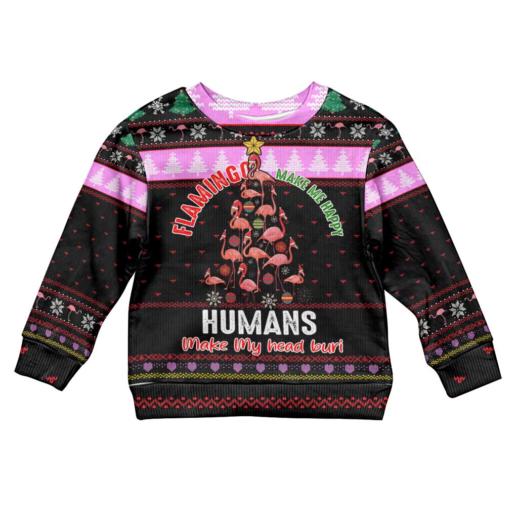 Flamingo Make Me Happy Christmas Kid Ugly Christmas Sweater Funny Xmas Holiday Patterns - Wonder Print Shop