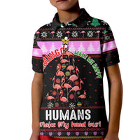 Flamingo Make Me Happy Christmas Kid Polo Shirt Funny Xmas Holiday Patterns - Wonder Print Shop