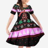 Flamingo Make Me Happy Christmas Kid Short Sleeve Dress Funny Xmas Holiday Patterns - Wonder Print Shop