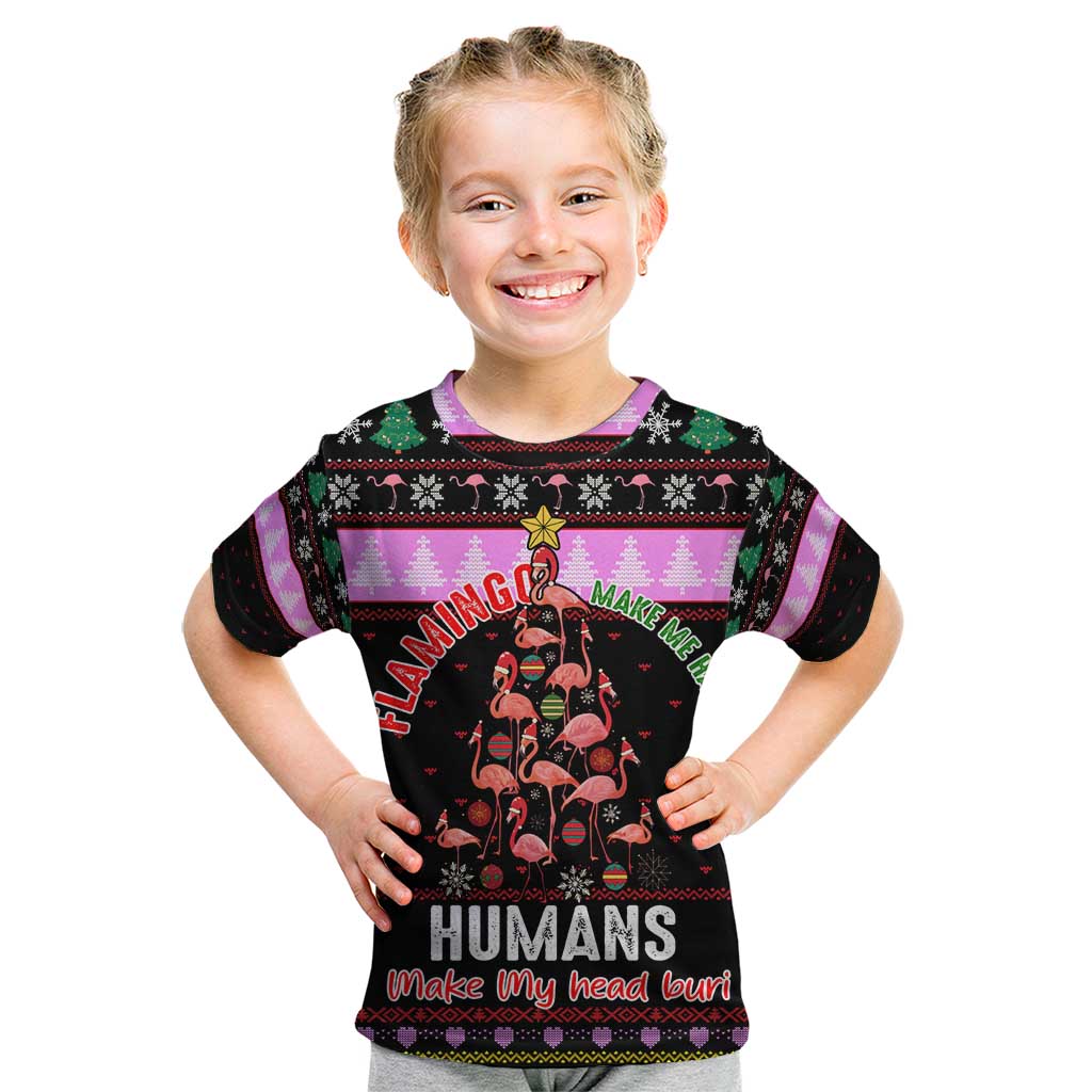 Flamingo Make Me Happy Christmas Kid T Shirt Funny Xmas Holiday Patterns - Wonder Print Shop