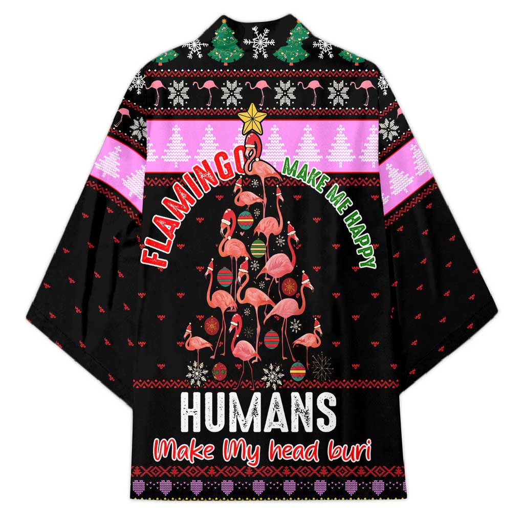 Flamingo Make Me Happy Christmas Kimono Funny Xmas Holiday Patterns - Wonder Print Shop