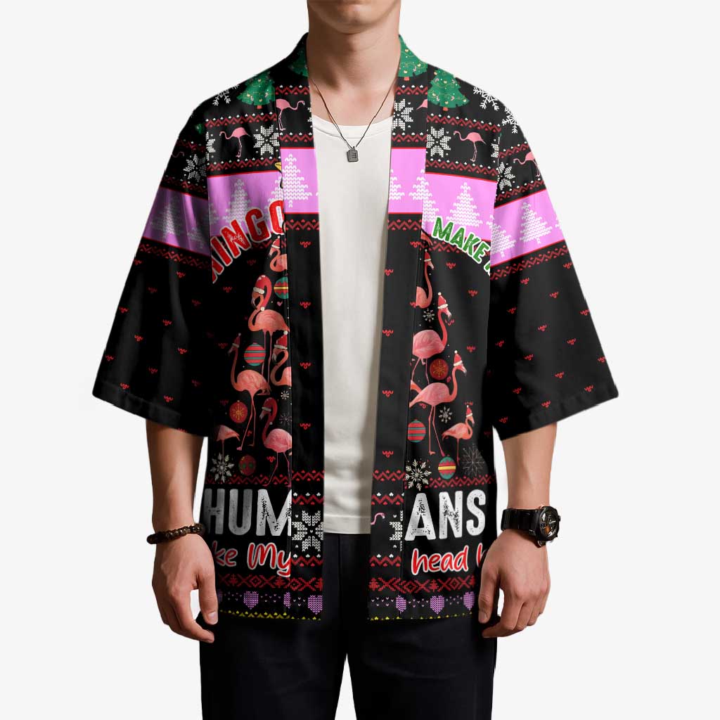 Flamingo Make Me Happy Christmas Kimono Funny Xmas Holiday Patterns - Wonder Print Shop