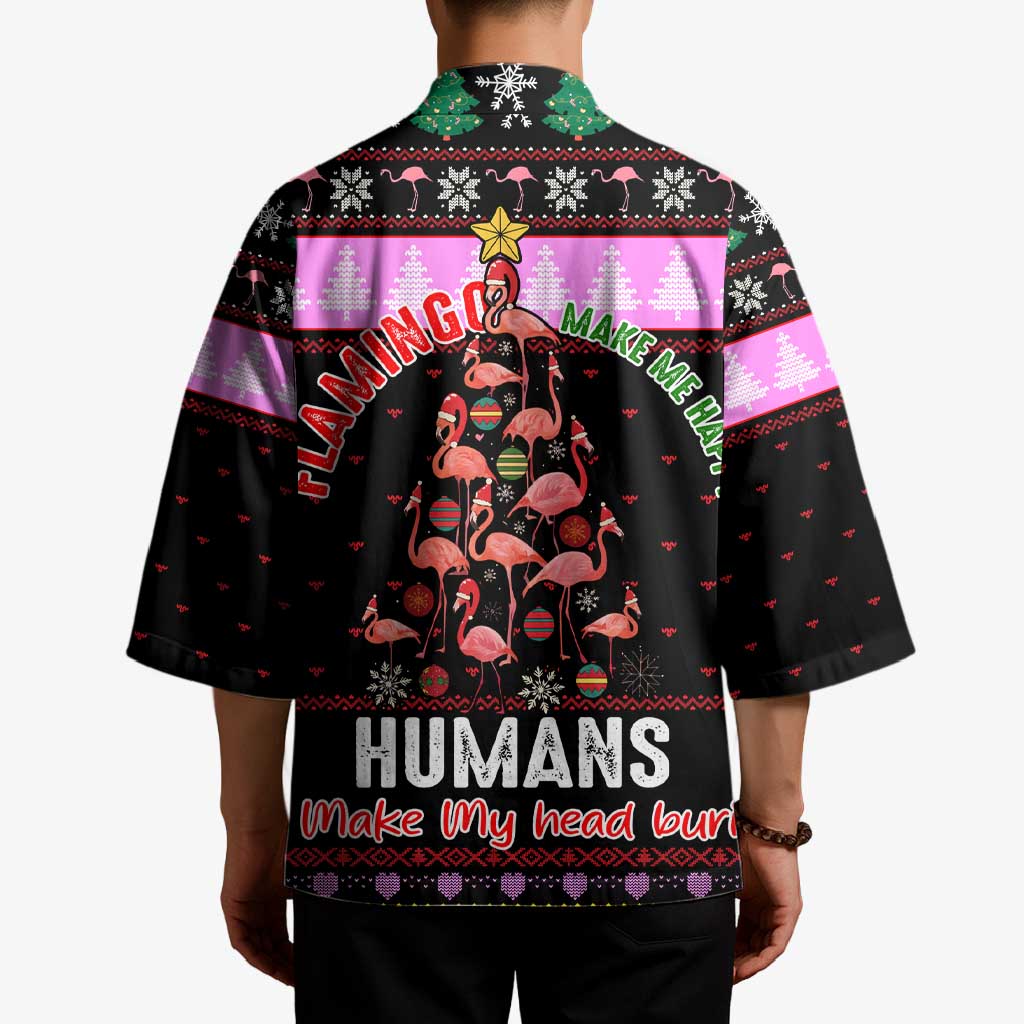 Flamingo Make Me Happy Christmas Kimono Funny Xmas Holiday Patterns - Wonder Print Shop