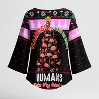 Flamingo Make Me Happy Christmas Kimono Sleeve Blouse Funny Xmas Holiday Patterns - Wonder Print Shop