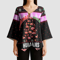 Flamingo Make Me Happy Christmas Kimono Sleeve Blouse Funny Xmas Holiday Patterns - Wonder Print Shop
