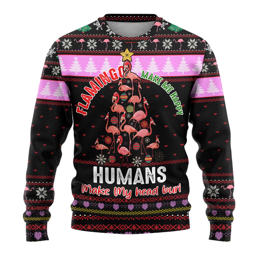 Flamingo Make Me Happy Christmas Ugly Christmas Sweater Funny Xmas Holiday Patterns - Wonder Print Shop