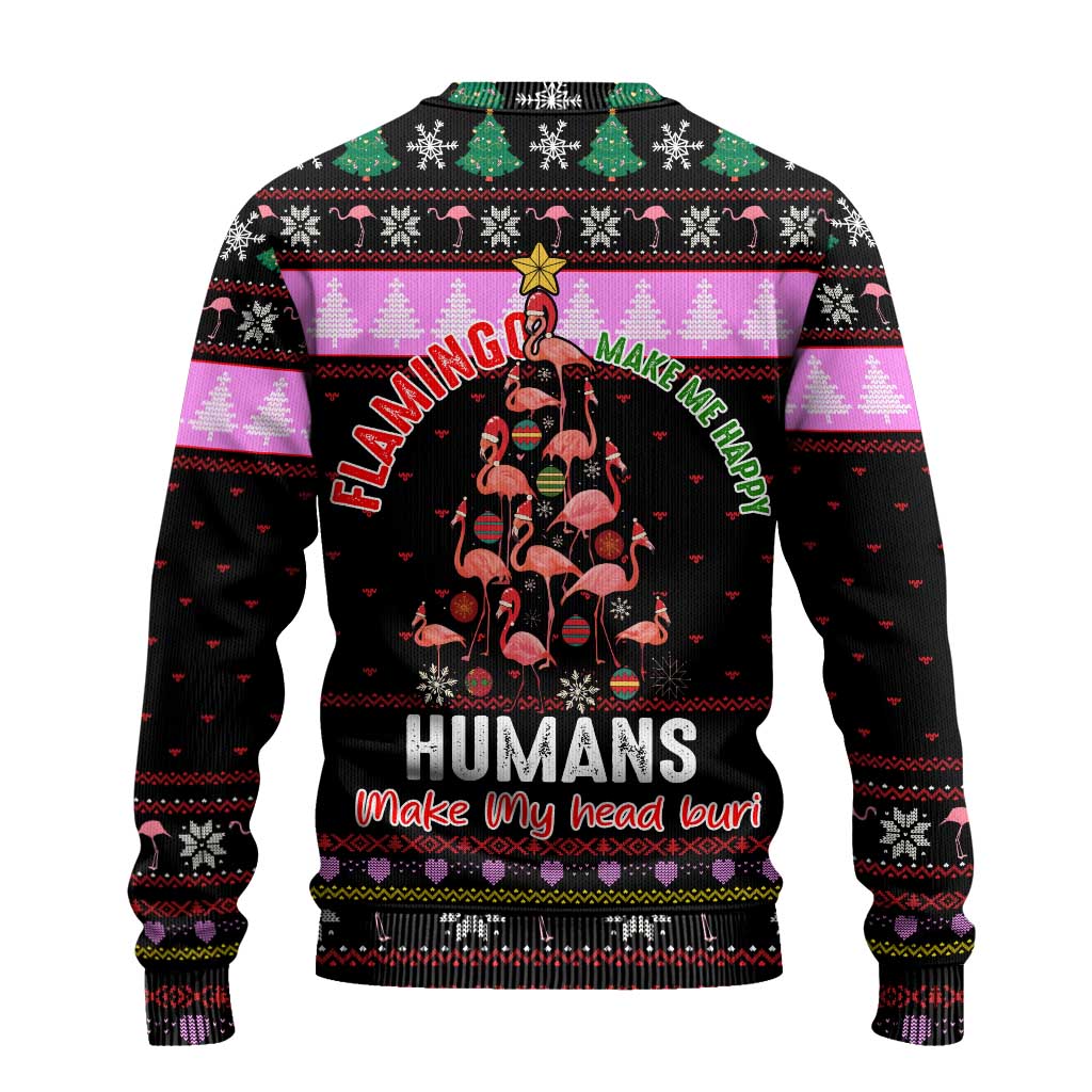 Flamingo Make Me Happy Christmas Ugly Christmas Sweater Funny Xmas Holiday Patterns - Wonder Print Shop