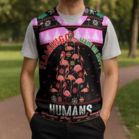 Flamingo Make Me Happy Christmas Knitted V-Neck Vest Funny Xmas Holiday Patterns - Wonder Print Shop