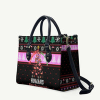 Flamingo Make Me Happy Christmas Leather Bag Funny Xmas Holiday Patterns - Wonder Print Shop