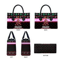 Flamingo Make Me Happy Christmas Leather Bag Funny Xmas Holiday Patterns - Wonder Print Shop