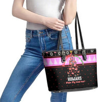 Flamingo Make Me Happy Christmas Leather Tote Bag Funny Xmas Holiday Patterns - Wonder Print Shop