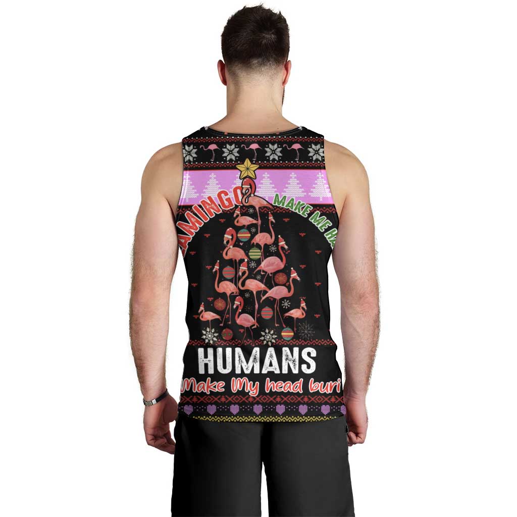 Flamingo Make Me Happy Christmas Men Tank Top Funny Xmas Holiday Patterns - Wonder Print Shop