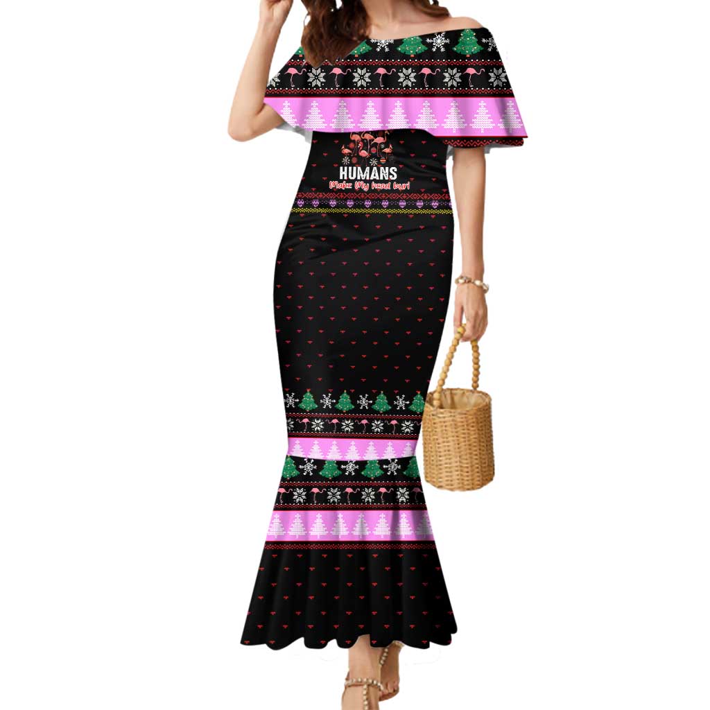 Flamingo Make Me Happy Christmas Mermaid Dress Funny Xmas Holiday Patterns - Wonder Print Shop