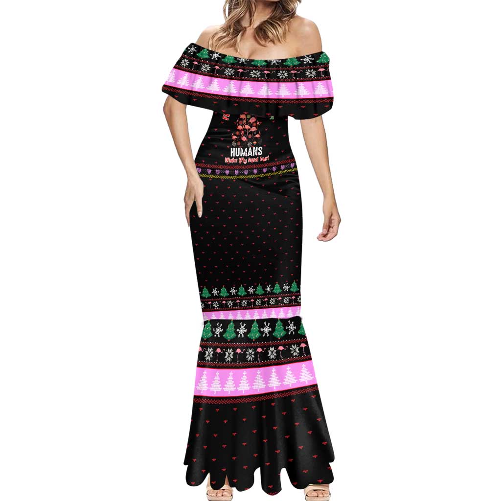 Flamingo Make Me Happy Christmas Mermaid Dress Funny Xmas Holiday Patterns - Wonder Print Shop