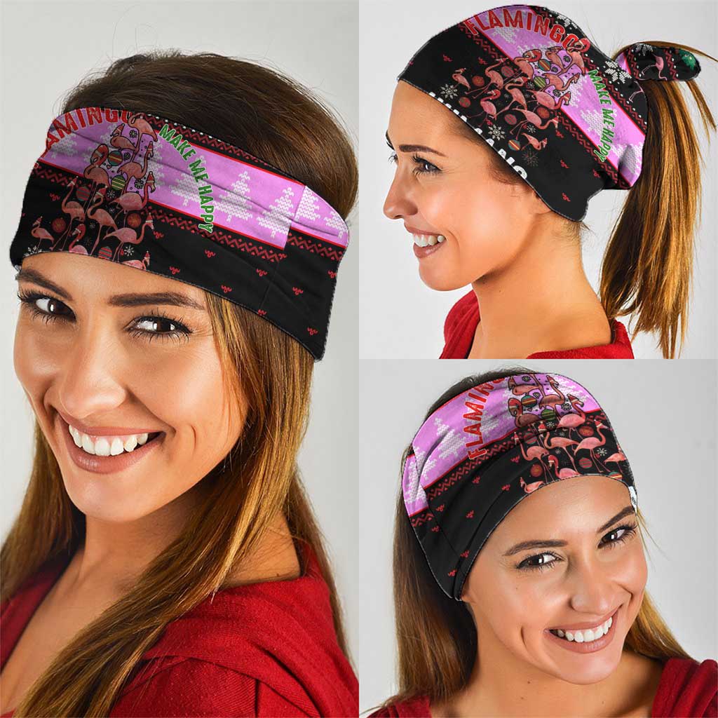 Flamingo Make Me Happy Christmas Neck Gaiter Funny Xmas Holiday Patterns - Wonder Print Shop