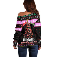 Flamingo Make Me Happy Christmas Off Shoulder Sweater Funny Xmas Holiday Patterns - Wonder Print Shop