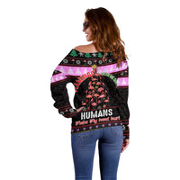 Flamingo Make Me Happy Christmas Off Shoulder Sweater Funny Xmas Holiday Patterns - Wonder Print Shop