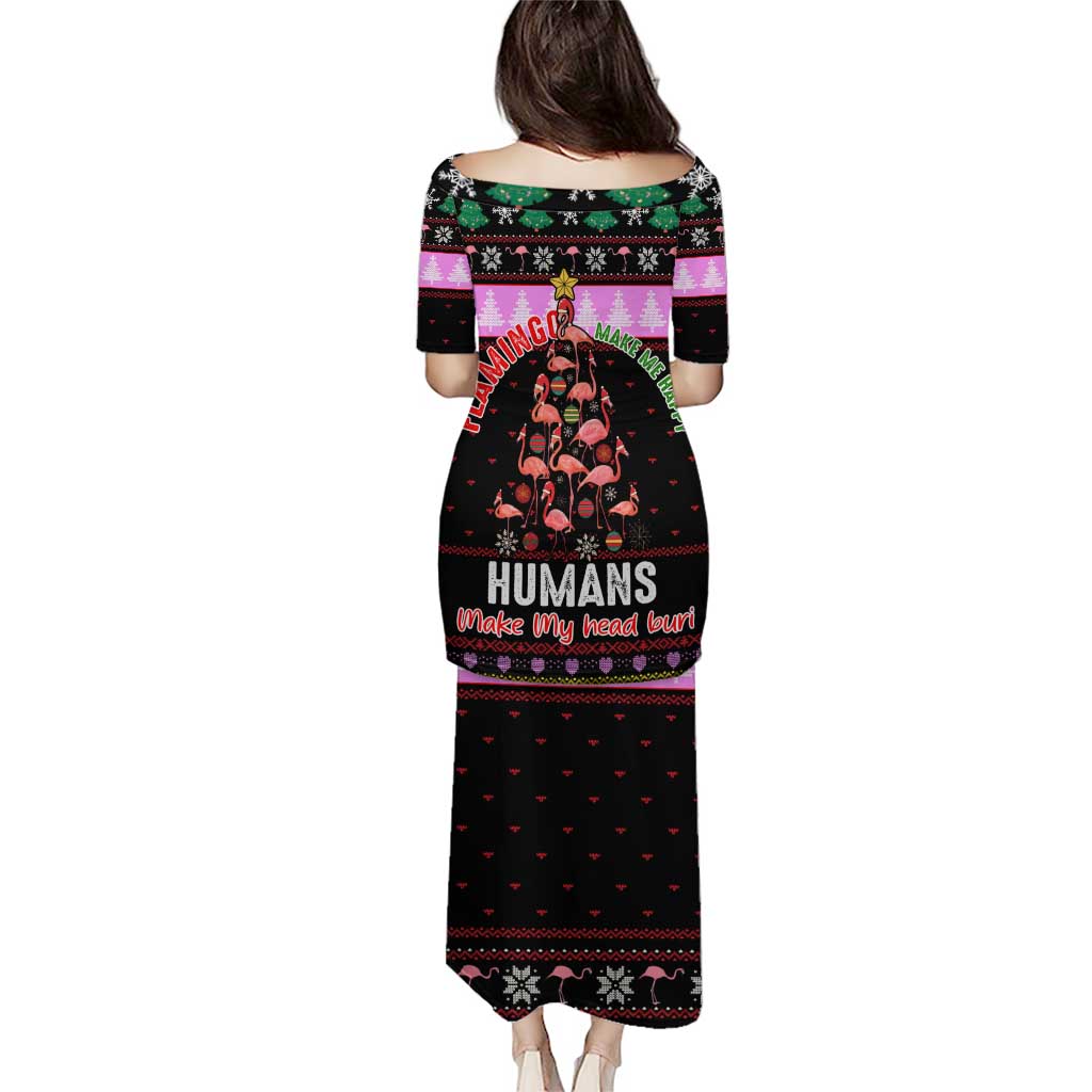 Flamingo Make Me Happy Christmas Puletasi Funny Xmas Holiday Patterns - Wonder Print Shop