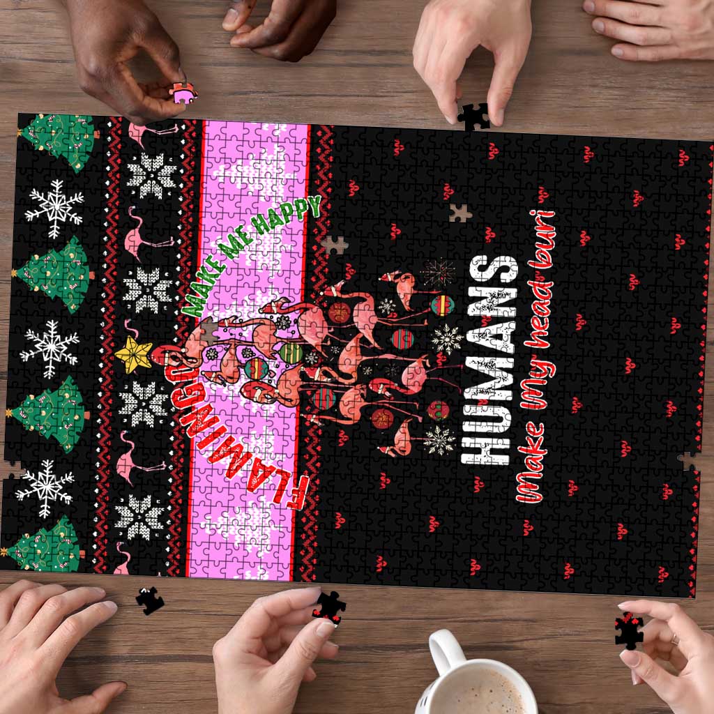 Flamingo Make Me Happy Christmas Puzzle Funny Xmas Holiday Patterns - Wonder Print Shop