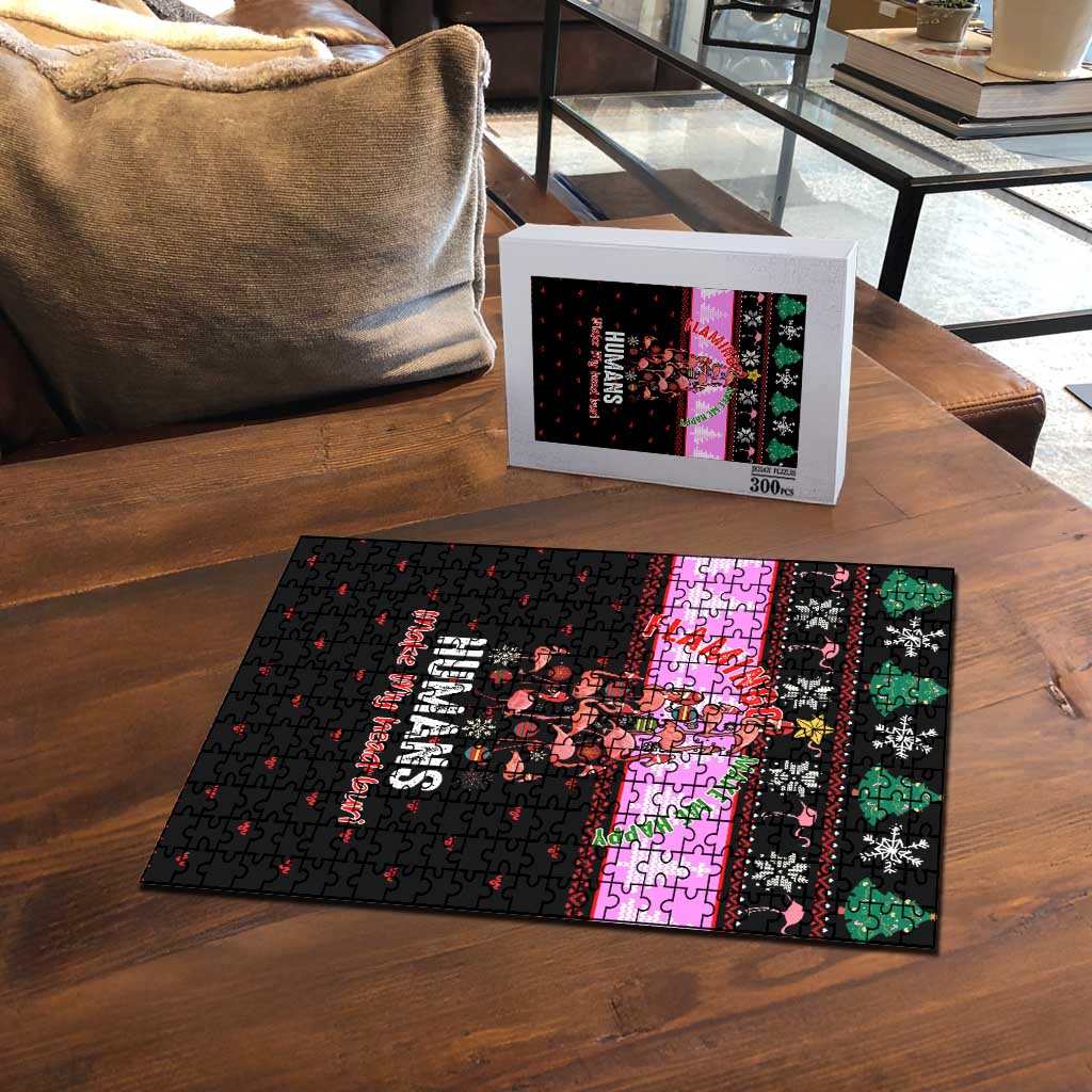 Flamingo Make Me Happy Christmas Puzzle Funny Xmas Holiday Patterns - Wonder Print Shop