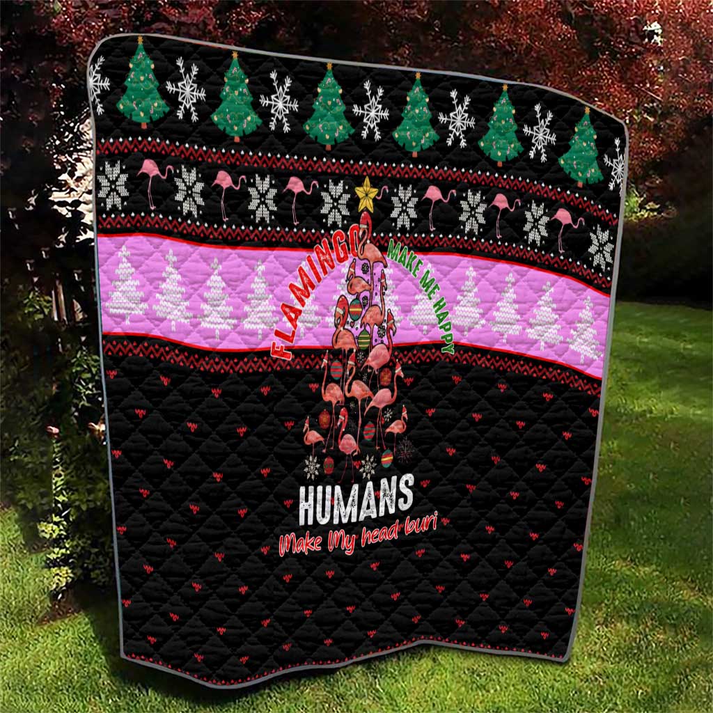 Flamingo Make Me Happy Christmas Quilt Funny Xmas Holiday Patterns - Wonder Print Shop