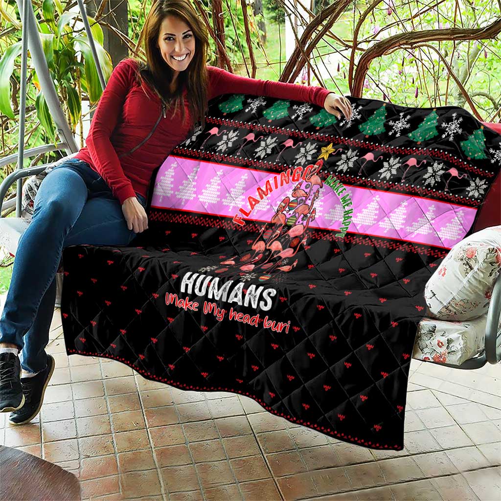 Flamingo Make Me Happy Christmas Quilt Funny Xmas Holiday Patterns - Wonder Print Shop