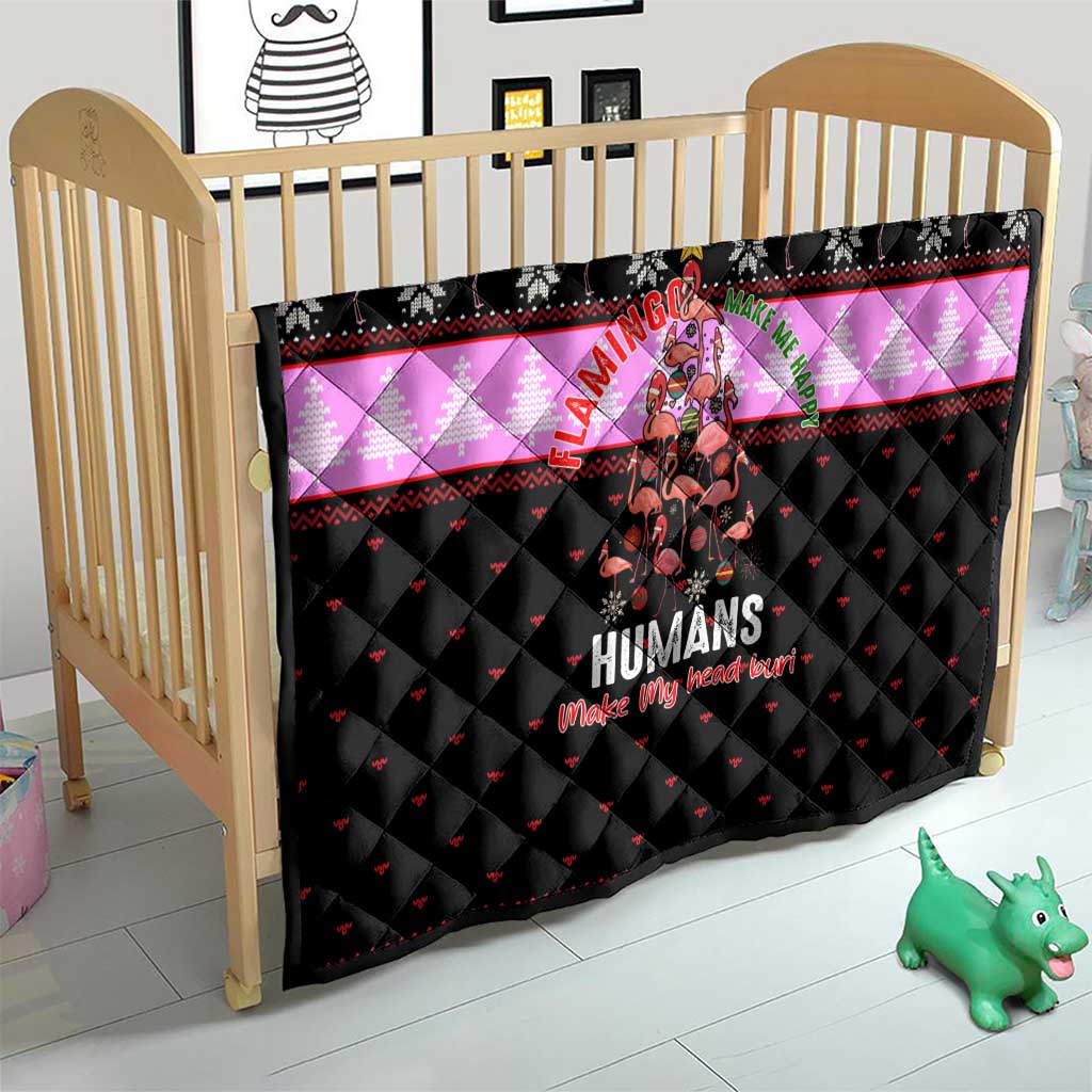 Flamingo Make Me Happy Christmas Quilt Funny Xmas Holiday Patterns - Wonder Print Shop